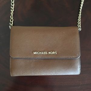 Michae Kors Brown and Gold Crossbody Purse